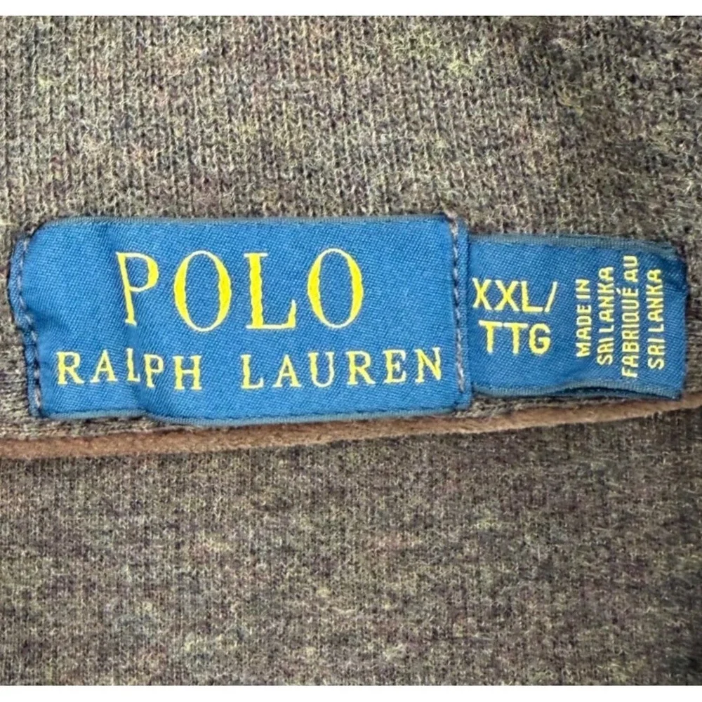 Polo Ralph Lauren Pullover Mens XXL Brown Shawl Collar Button Cotton Sweatshirt